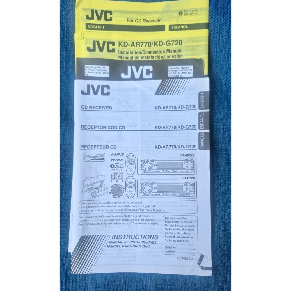 JVC KD-AR770 KD-G720 original instructions manual